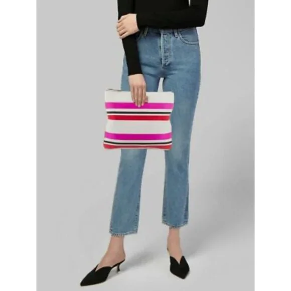 Kate Spade Oak Island Multicolor Striped Large Zip Clutch w/Gold Hardware - Picture 1 of 10
